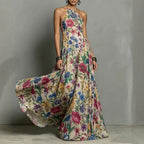 Women's multicolor floral halter maxi dress