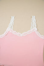Pink Ribbed Knit Floral Pajama Set