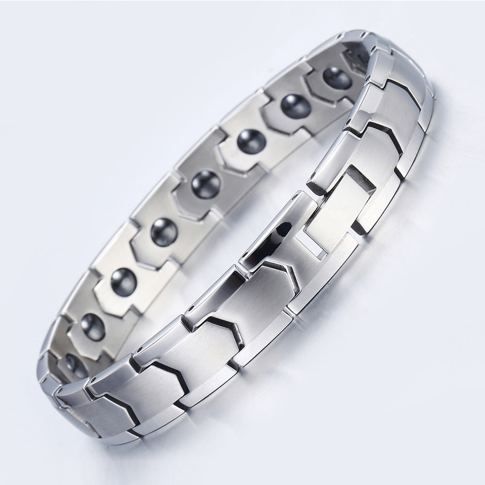 Magnetic accent stainless steel bracelet