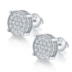 S925 silver moissanite 3D round stud earrings