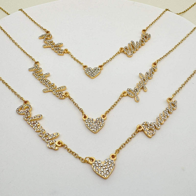 Personalized multi-name heart stainless steel necklace