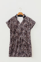 Women's Brown Leopard-Print Short-Sleeve Mini Dress