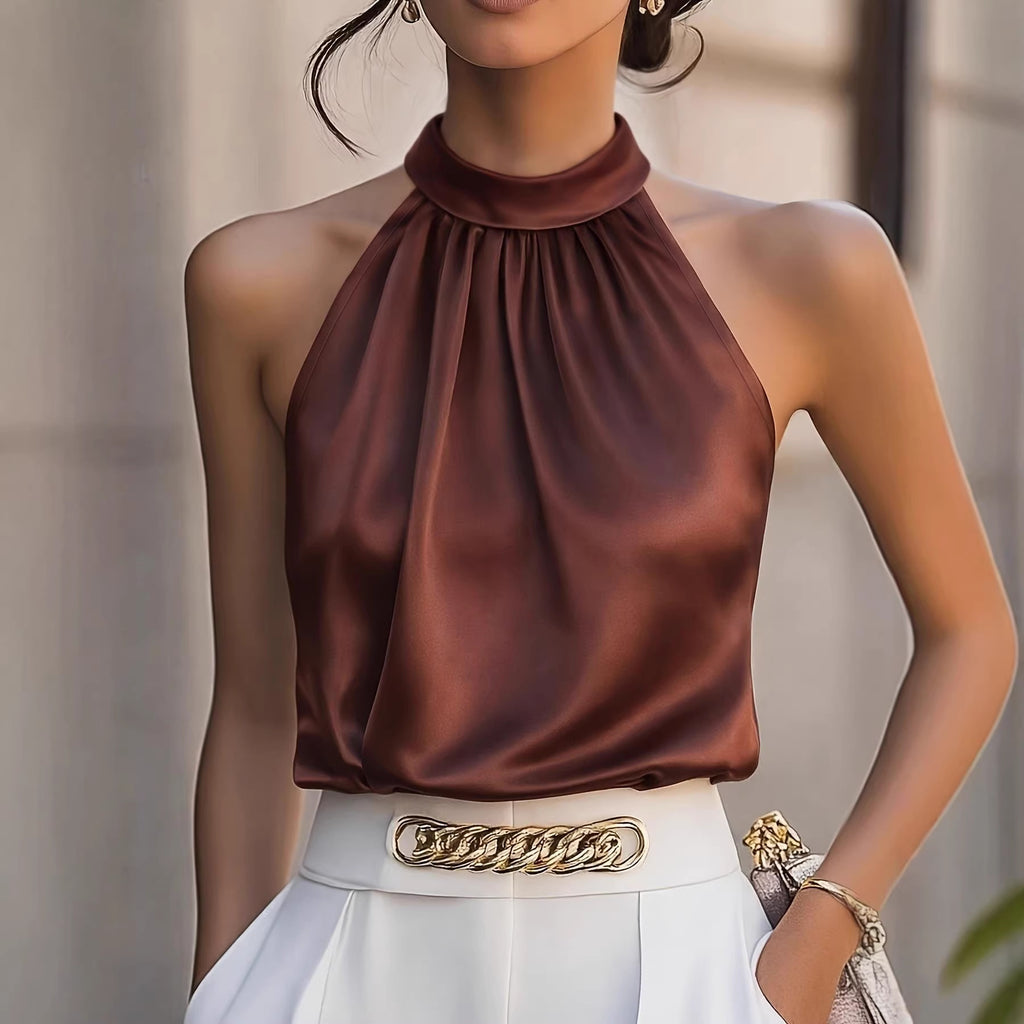 Women's casual satin halter top