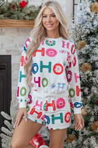 White Christmas Ho Ho Ho Pajama Set