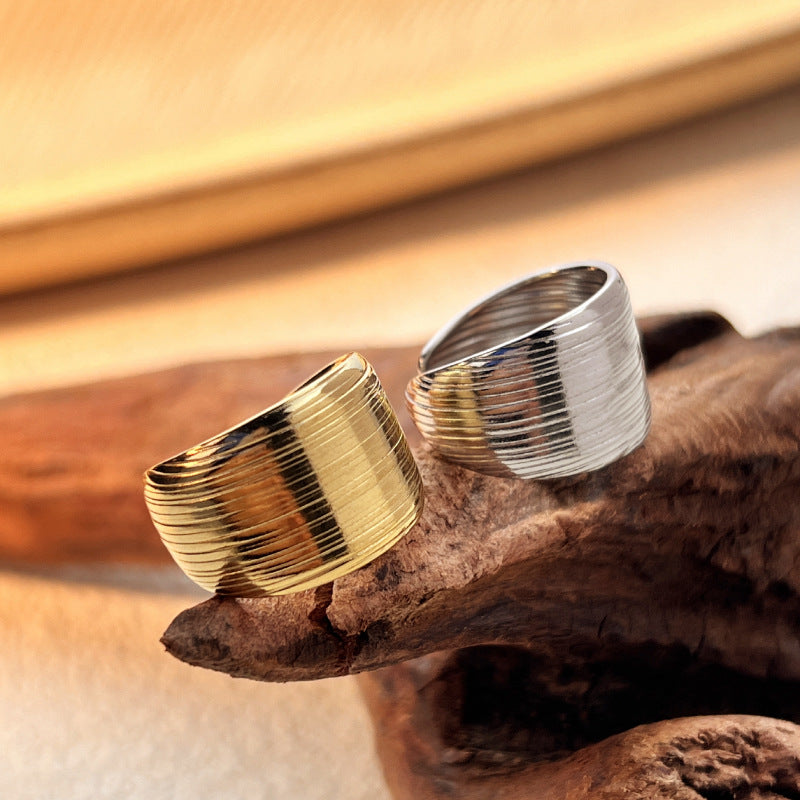 Polished stainless steel adjustable open ring
