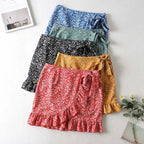 French lace-print high-waist skirt
