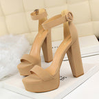 Women's Chunky Heel Super High Heels Nightclub Shoes Waterproof Platform Open Toe