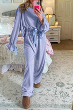 Beau Blue Velvet-Bow Pajama Set