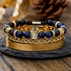 Roman numeral zircon stainless steel bracelet set