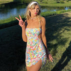 Romantic floral strap midi dress