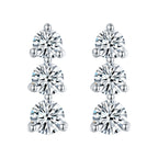 S925 three-stone moissanite stud earrings