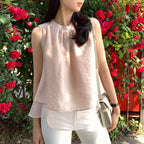 Women's champagne satin sleeveless blouse