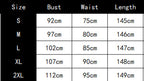 Size chart showing bust, waist, and length measurements for S to 2XL