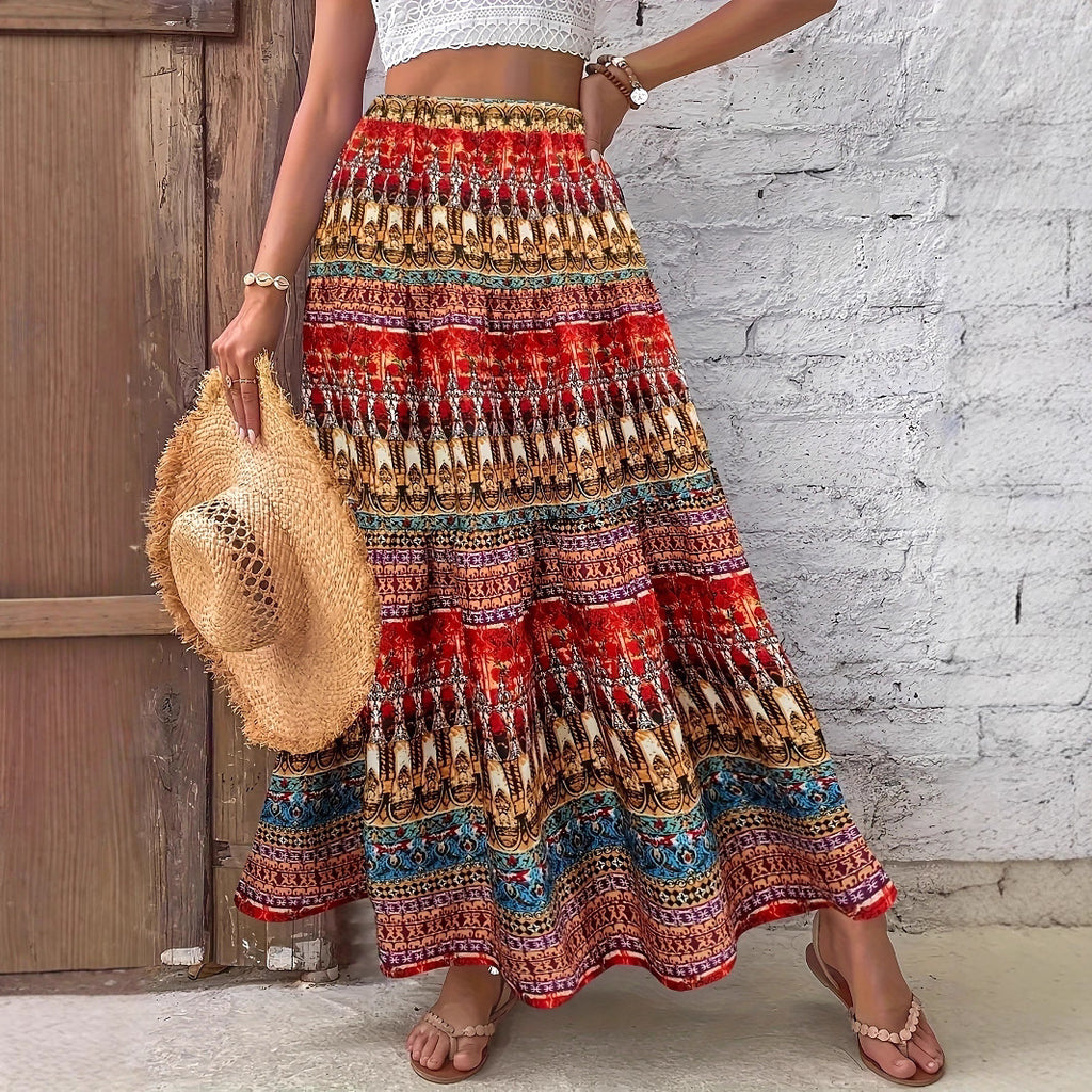Floral A-line long skirt
