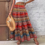 Floral A-line long skirt
