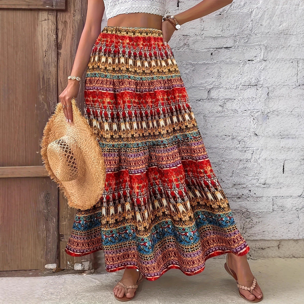 Floral A-line long skirt