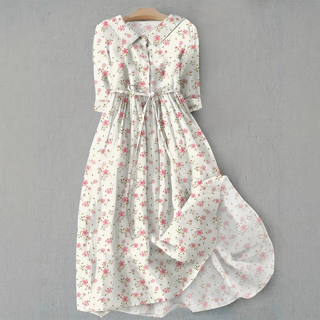 Printed three-quarter sleeve maxi dress