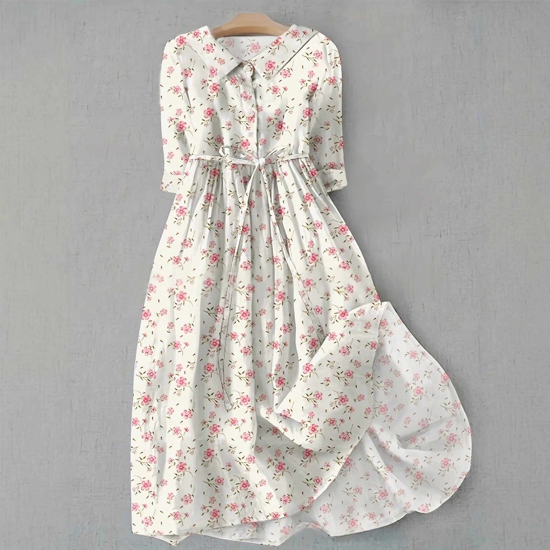 Printed three-quarter sleeve maxi dress