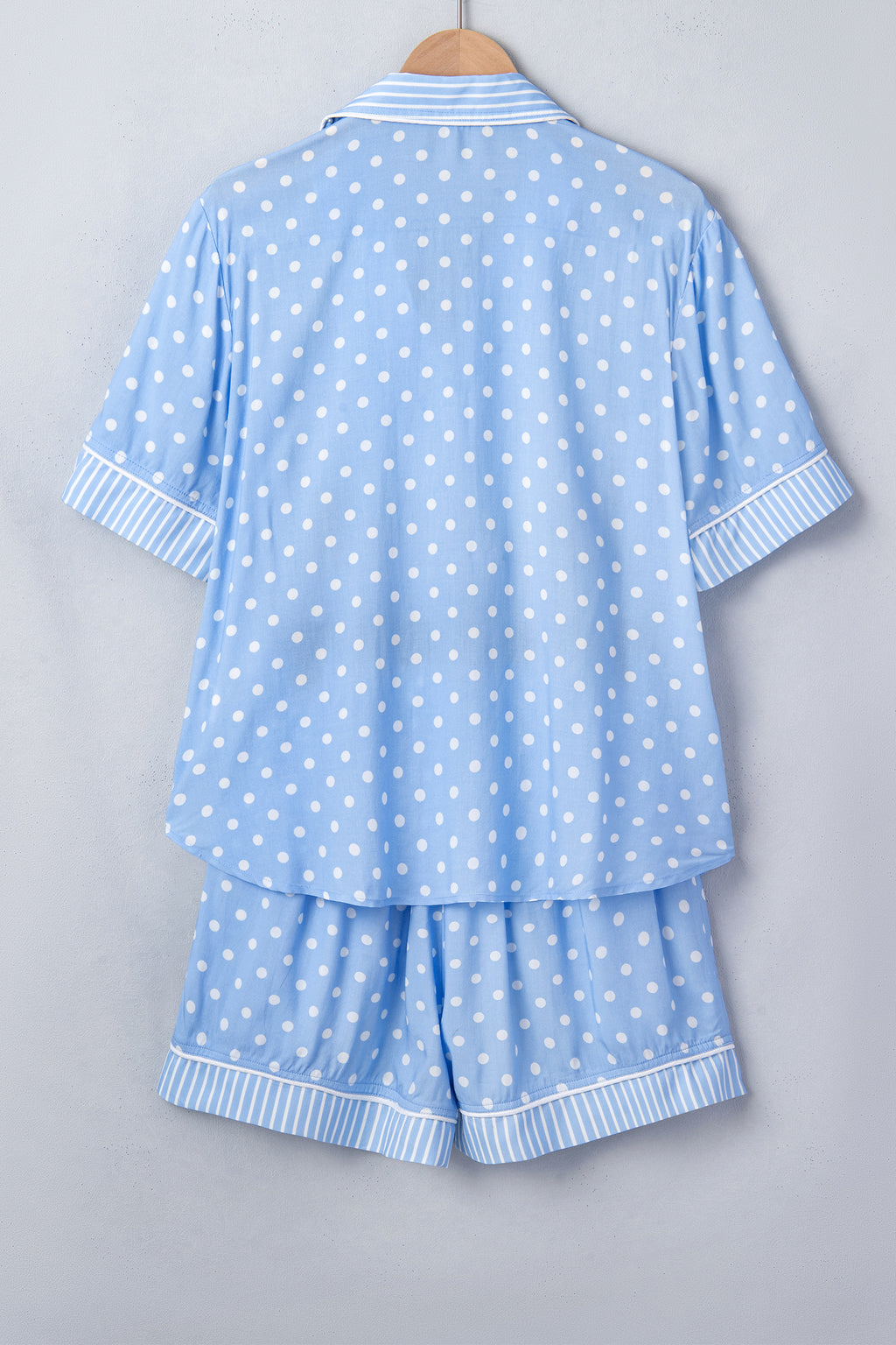 Sky Blue Dotted Print Pajama Set