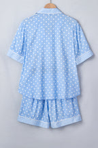 Sky Blue Dotted Print Pajama Set
