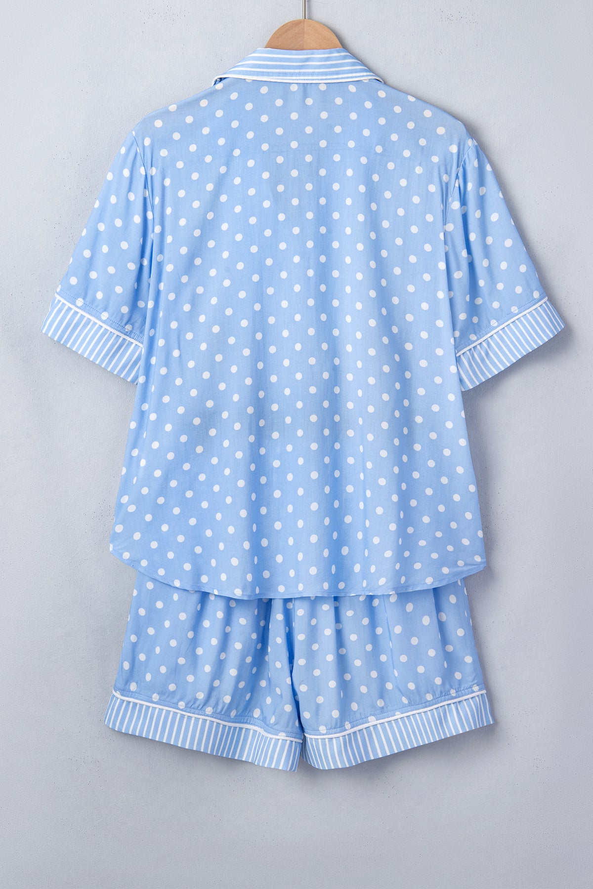 Sky Blue Dotted Print Pajama Set