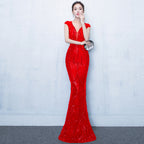 Women's Banquet Evening Dress Summer Long Fishtail Dress Slim Fit