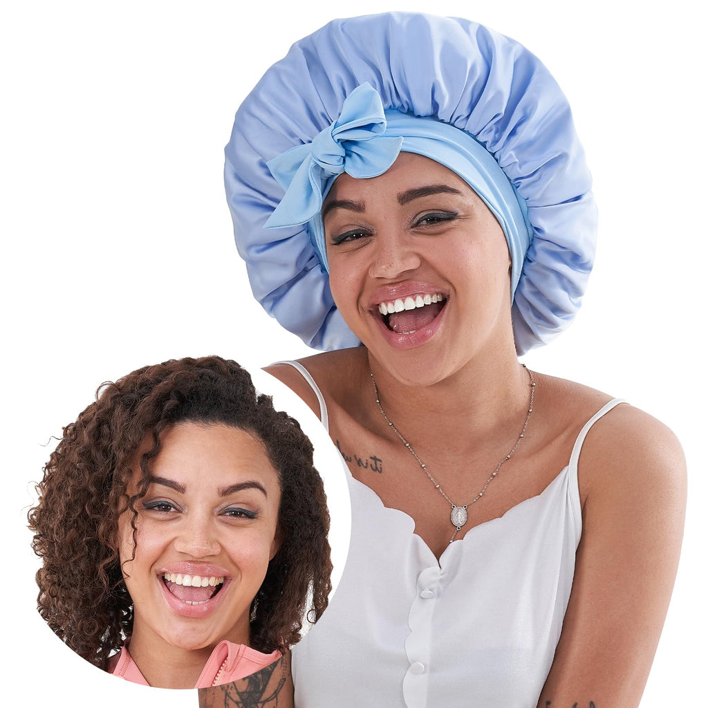 Reversible adjustable satin-style sleep bonnet