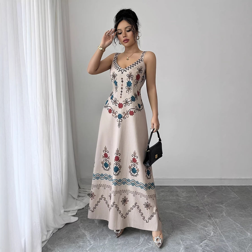 Floral A-line sleeveless midi slip dress