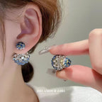 Round crystal dual-wear stud earrings
