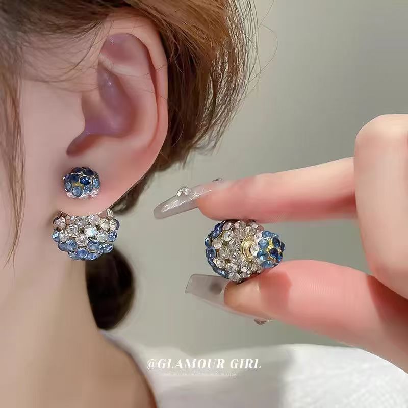 Round crystal dual-wear stud earrings