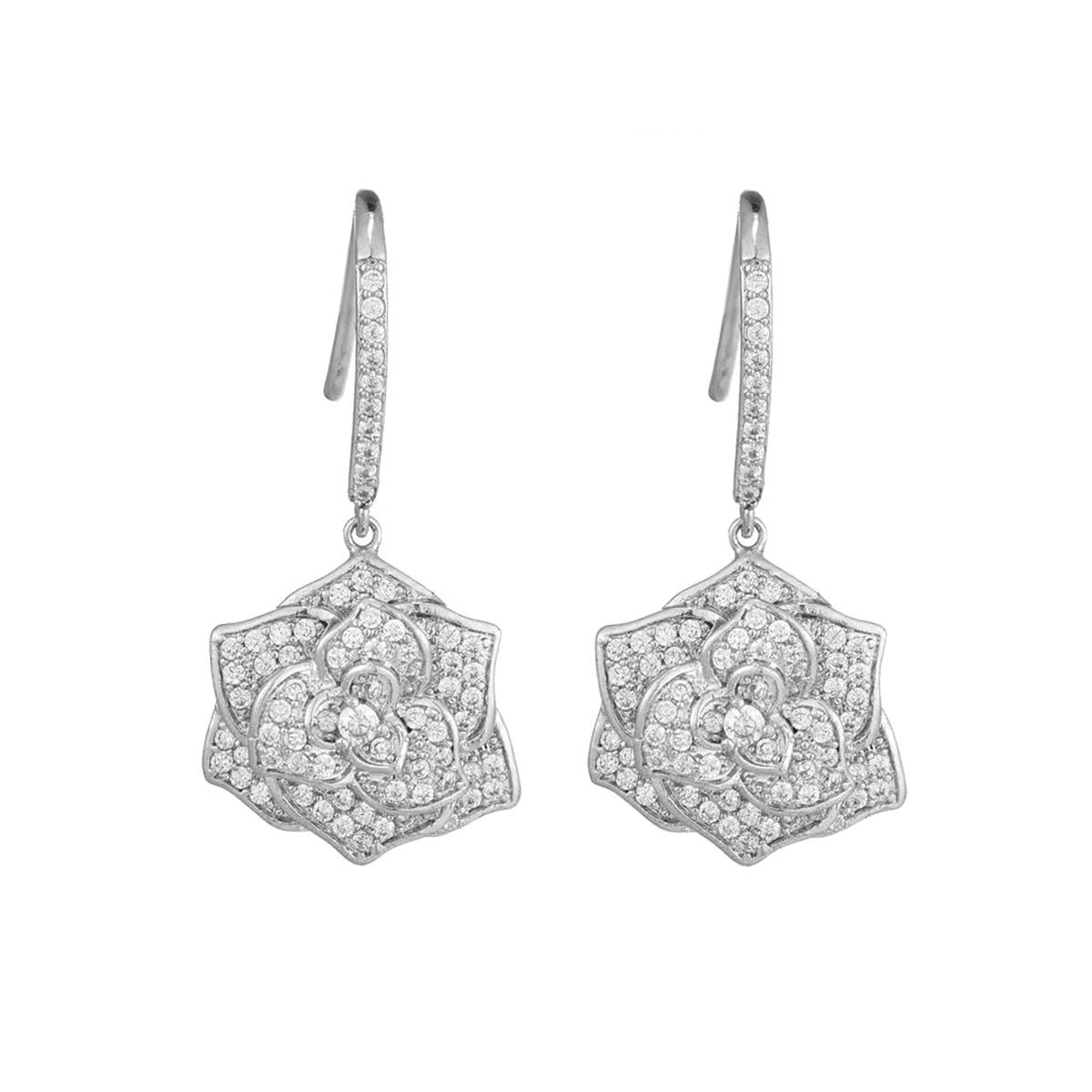 S925 silver moissanite rose drop earrings