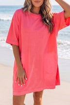 Light Blue Drop-Shoulder T-Shirt Mini Dress