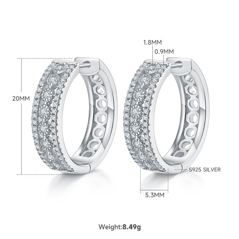 S925 silver 0.74CT moissanite hoop earrings