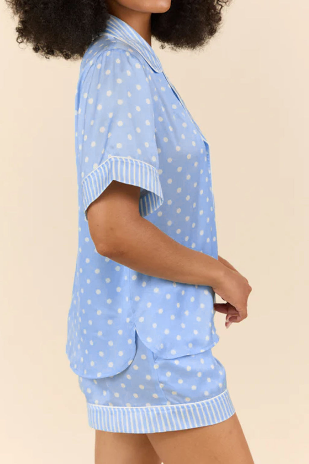 Sky Blue Dotted Print Pajama Set