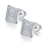 S925 silver moissanite double-halo square stud earrings