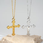 Vintage textured stainless steel pendant necklace