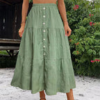 Button-detail A-line maxi skirt