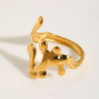 18K gold-color ocean-inspired adjustable open ring