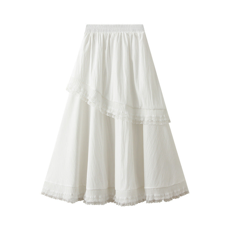 Lace-panel tiered cake skirt