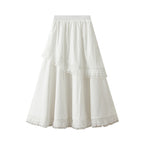 Lace-panel tiered cake skirt