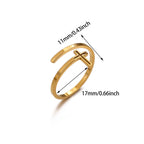18K gold-color zircon heart flower cross open ring