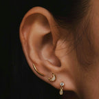 Opal moon flat-back stud earring