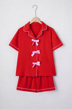 Fiery Red Ribbon-Bow Pajama Set