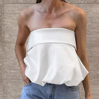 Satin backless tube-top vest