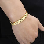 Magnetic accent stainless steel link bracelet