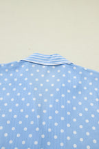 Sky Blue Dotted Print Pajama Set