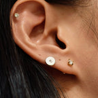 Four-prong moissanite flat-back stud earring