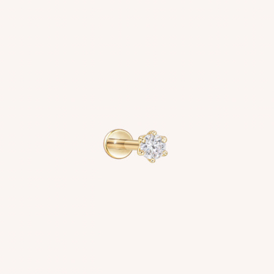 Six-prong zircon flat-back stud earring