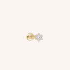 Six-prong zircon flat-back stud earring
