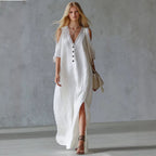 Lace-trim loose maxi dress